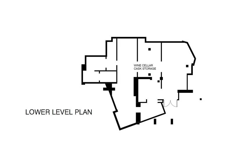 Lower level plan showing the wine cellar and cask storage